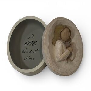 Willow Tree "My Friend" Oval Keepsake Box Puppy Sentimental Folk Art Minimalist